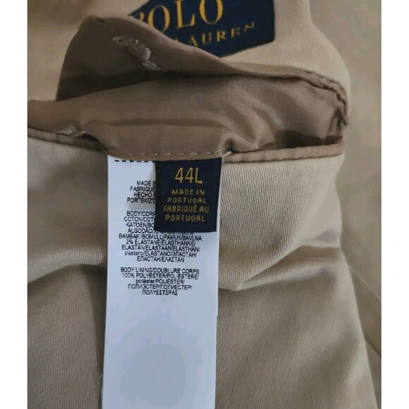 Polo Ralph Lauren Preppy Career Blazer Men's Size 44L Beige Chino Cotton Stretch - Picture 11 of 12